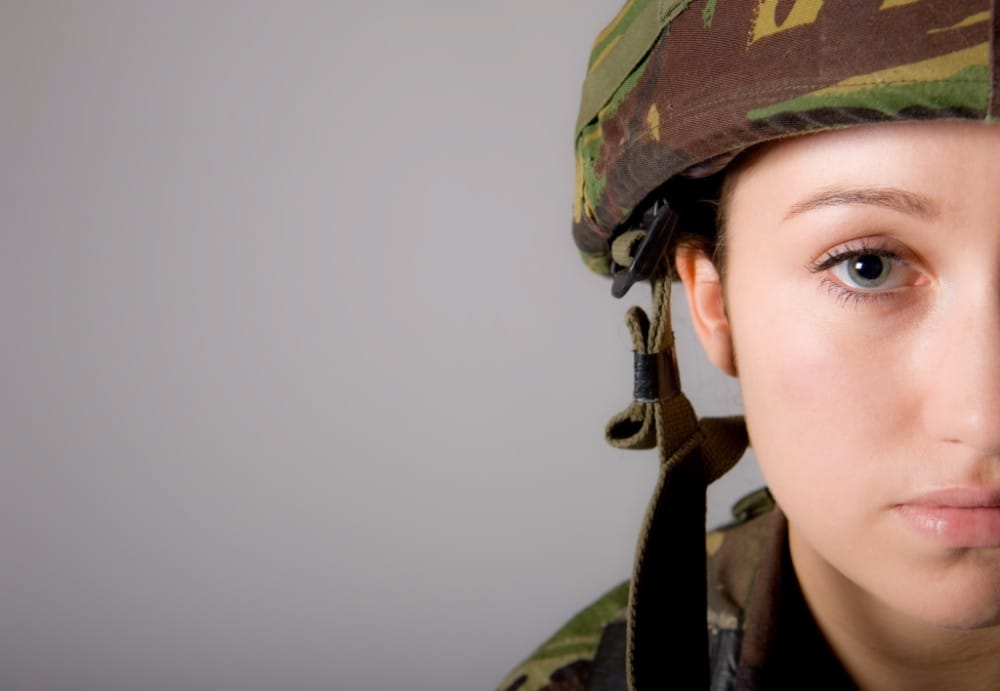 A woman in camo